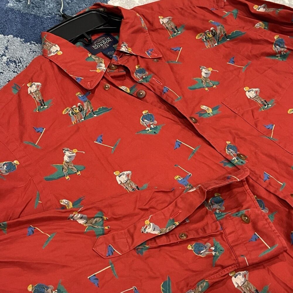 Vintage Kenneth Gordon Shirt Mens M Golf NOLA KSG Signature Imported Cotton